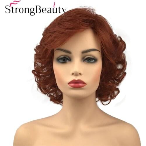 StrongBeauty Short Curly Synthetic Wigs Heat Resistant Hair Women Wig