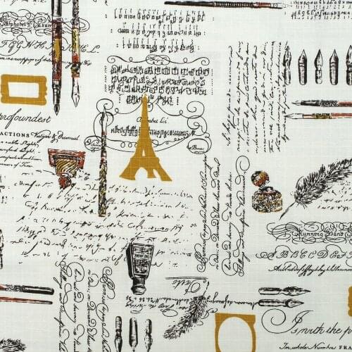 Ripstop Cotton Linen Fabric for sewing pathwork, bedding, hadmaking, tower and pen - yellow tower (width=130cm)