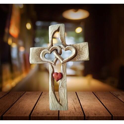 Decorations Table Ornaments Acrylic Heart-Shaped Chiseled Crosses Love mini Statue Home Decoration Love Family Gift