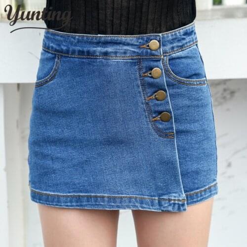 Denim Skirt High Waist A-line Mini Skirts Women 2021 Summer New Arrivals Single Button Pockets Blue Jean Skirt Style Saia Jeans