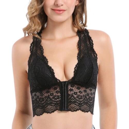 Women Comfort Adjustable Bras Breathable Front Buckle Seamless Vest Lace Bra Beauty Back Large Size Underwear