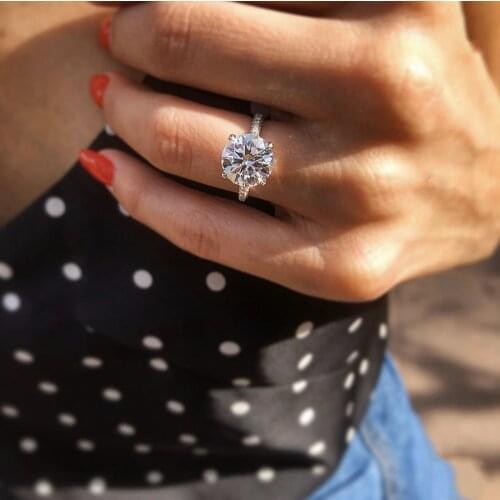 Classic 925 Sterling Silver Round 2ct Simulated Diamond Wedding Engagement Cocktail topaz Gemstone Rings for Women fine Jewelry