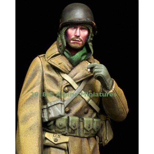 1/16 WW2 US Infantry Winter 44-45, 2 heads, Resin Model Soldier GK, World War II military theme, Unassembled and unpainted kit