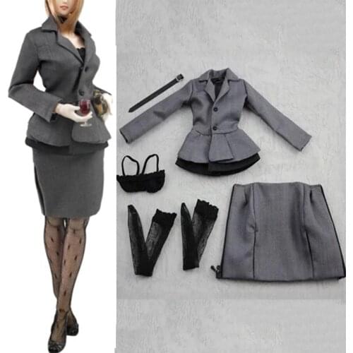 1/6 CC254 Female Clothes Grey Business Suit Office Lady Clothing Set Fit 12"Woman Action Figure Toys