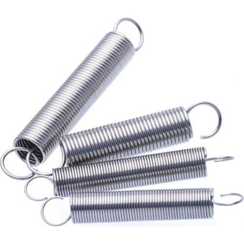 1pcs 1.0mm Wire diameter Stainless steel Open hooks Tension spring hook springs Outer diameter 8mm 70mm-120mm Length
