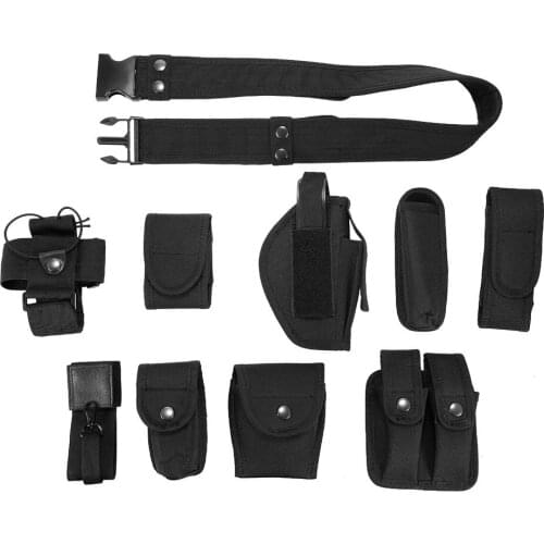 10 Pieces Parts All in One Set Military Tactical Waist Belt Equipment Gun Holster Flashlight Police Guard SWAT Training Belt