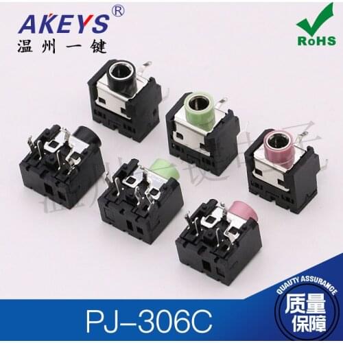 10 PCS PJ-306 Red Head 3.5 Headphone Socket 5 Foot Socket 3 Fixed Foot 3.5MM Socket Matrix Power Socket