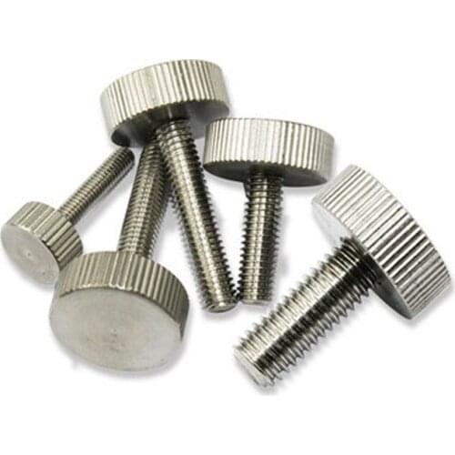 2pcs M4 stainless steel flat head ruled knurled hand screws bolts round handle knob adjust hands screw bolt 8mm-40mm length