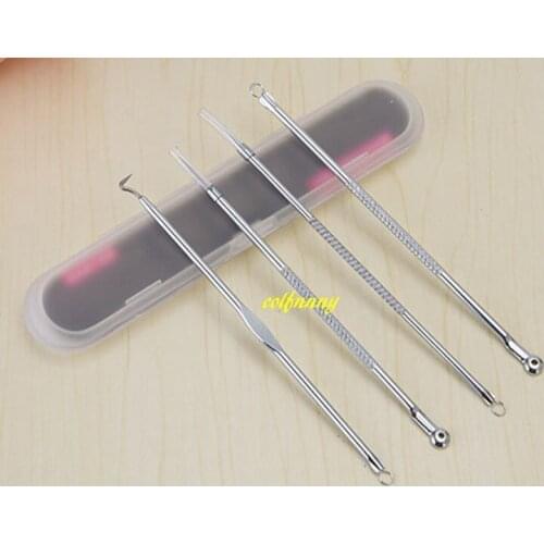 300sets/lot 4pcs/set Silver Stainless Needles Blackhead Comedone Acne Blemish Extractor Remover Cosmetic Tool Toiletry Kits
