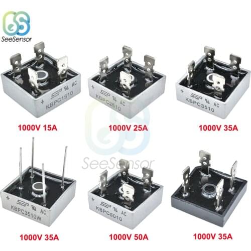 5Pcs/lot KBPC5010 KBPC1510 KBPC2510 KBPC3510 GBPC3510 Diode Bridge Rectifier 15A 25A 35A 50A 1000V Power Rectifier Diode