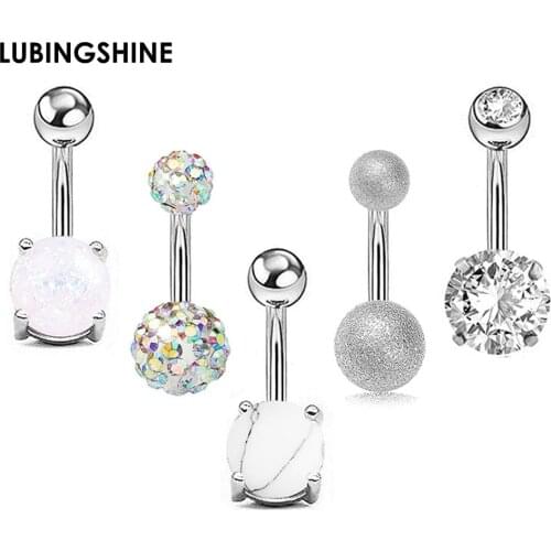 5pcs/lot High Quality Round Cubic Zircon Navel Belly Button for Women CZ Crystal Stud Earring Silver Color Piercing Body Jewelry