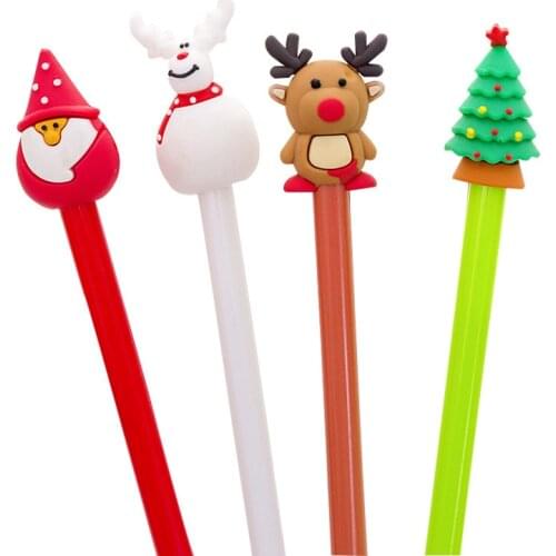 5pcs New Old Man Snowman Pen Christmas Tree Gifts 0.5mm Roller Ball Ball Student Pen Teacher Birthday Present Office Supplies