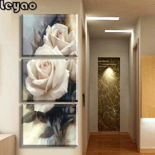 5d Diamond painting Luxury Rose Flower full diamond embroidery 3 Piece Diamond mosaic cross stitch Living Room Home Decoration