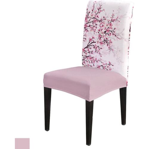 Cherry Blossom Plum Branch Pink White Chair Cover Spandex Elastic Chair Cover Hotel Wedding Supplies Dining Chair Cover Stretch