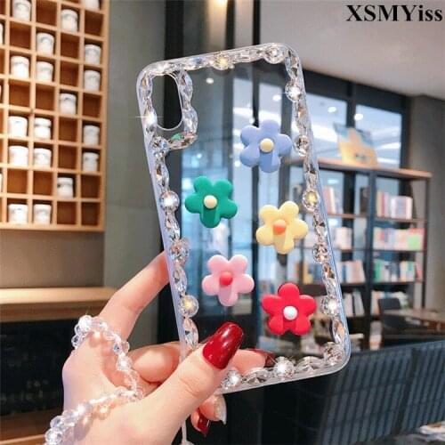 XSMYiss Fashion 3D Bling Crystal Diamond Flower Beautiful Girl phone case For Xiaomi mi 5S 6 8 Lite 9 SE 5X 6X A2 MAX2 MAX3 MIX3