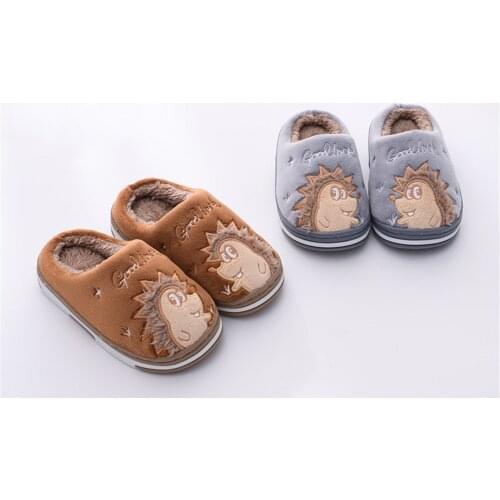 Animal Hedgehog Children Soft Warm Slippers For Boys Antiskid Home Shoes Kids Winter Indoor Slipper