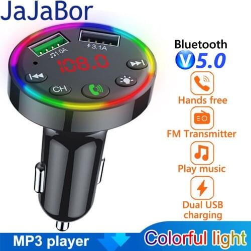 JaJaBor FM Transmitter Bluetooth 5.0 Car Kit Handsfree MP3 Player Support TF Card U Disk Playback USB Car Charger FM modulator