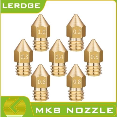 LERDGE MK8 Nozzle Printer Extruder hotend for1.75mm 3d printer parts Brass Copper Nozzle 0.2 0.3 0.4 0.5 Makerbot accessories