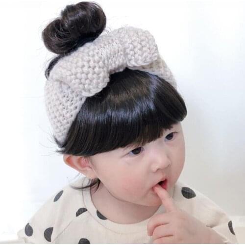 2021 Hair accessories Fashion Cute Baby Girl Hair Bun Wig Hat Cap Hairpiece Newborn Children Kids Girls Bow Headbands Headwear