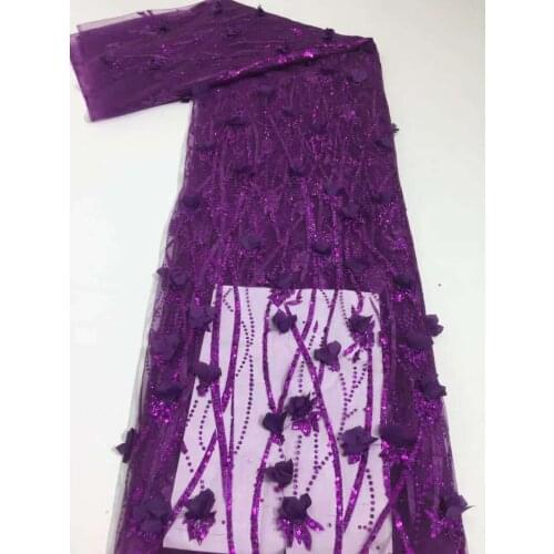 Hot Sale French Lace Fabric 5 Yards Nigeria Lace Fabric With Sequins High Quality African Tulle Lace Fabric For Wedding Party