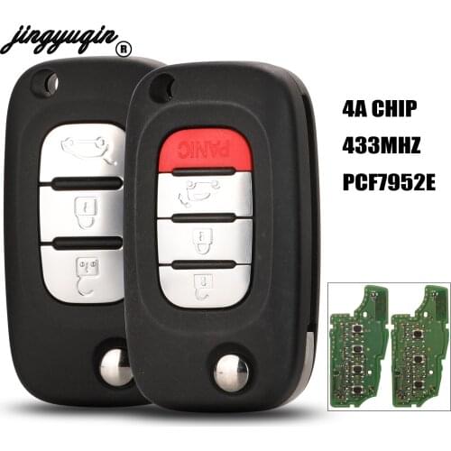 Jingyuqin OE-M 3/4 Button Flip Remote Smart Car Key Fob 433Mhz 4A Chip