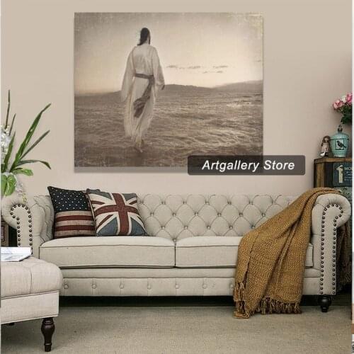 Paintings Wall Art Jesus Walking On Water Modern Decorations For Living Room Bedroom Bathroom Home Decor For Living Room