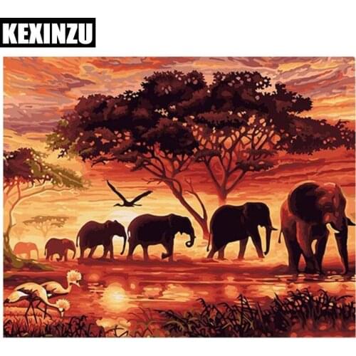 Kexinzu New DIY Elephants Tree Diamondpainting 5D Cross Stitch full Diamondembroidery Europe Home Decoration Rhinestone