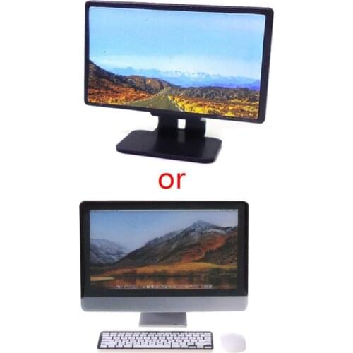 Classic Kids Toys Scale Dollhouse Miniature Flat Screen TV Television With Picture,Doll House Furniture Accessories Toy(1:12)