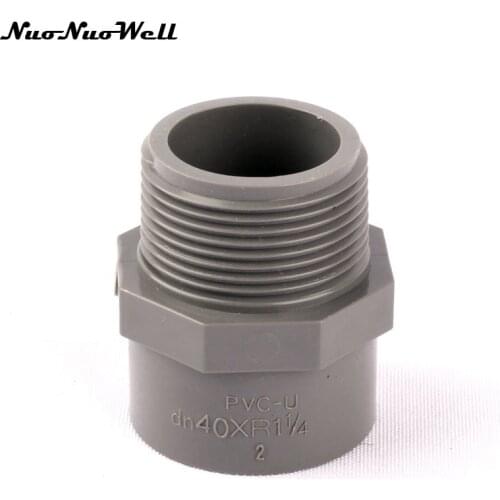 1pcs NuoNuoWell PVC 1 1/4"-40mm Male Thread Hose Connector Garden Irrigation Watering System Fittings Pipe Adapter Tube Parts