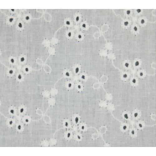 Hollow plum embroidery fabric, pure cotton wave lace fabric cotton cloth for womens Dress top