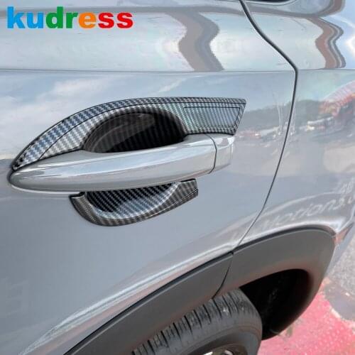 For Nissan Rogue X-trail 2021 2022 Carbon Fiber Door Handle Bowl Cup Cover Trim Frame Covers Car Styling Accessories 4pcs/set