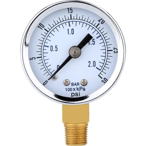 0~30PSI 0~2Bar Air Compressor Gauge 2" Face Side Mount 1/4" NPT Hydraulic Compressed Air Pressure Gauge Tester Measurer
