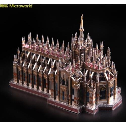 MICROWORLD Classic 3D Simulation Model Of Milan Cathedral Metal Nano Puzzle Adult Collection Toy Men Gift Home Office Decor