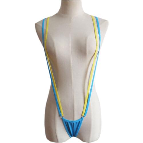 Micro bikini swimwear women swimsuit one piece biquini bikinis Sexy String Two-color Y shape Backless Thong Beach spa Sunbathing