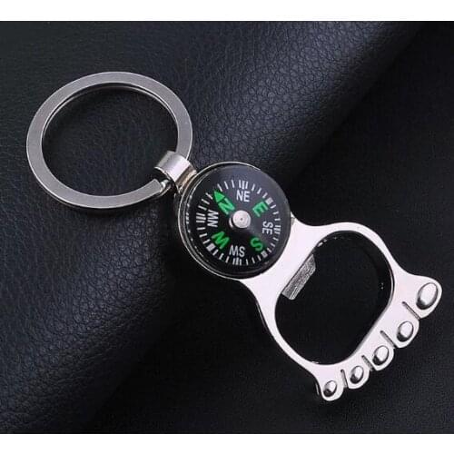 Multi-function Hiking Metal Mini Compass Bottle Opener Keychain Foot Shape Key ring Hot Creative Gift