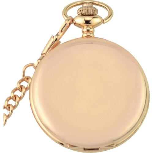 Fashion Rose gold Polish Smooth Quartz Pocket Watch 37cm/80cm Chain Necklace Pendant Fob watch Men Women Gifts Fob Watch