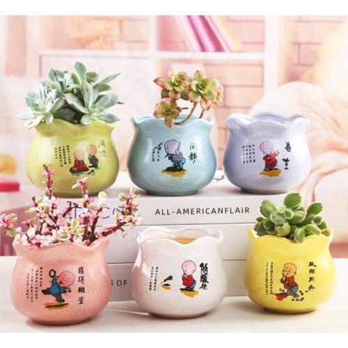 Cartoon Succulent Ceramic Flower Pot Cute Creative Bedroom Desktop Decoration Office Decor Succulent Flower Vase