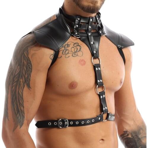 Male Lingerie Leather Harness Adjustable Sexy Gay Clothing Sexual Body Chest Harness Belt Strap Punk Rave Costumes for Sex