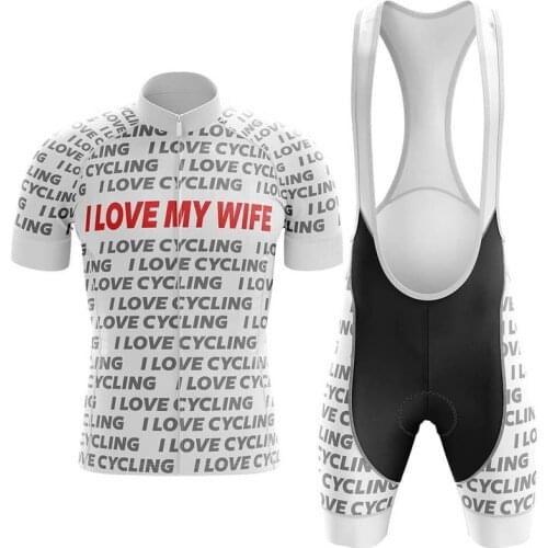 NEW 2021 I LOVE My Wife Cycling Jersey Set Men Sports Team Bike Clothing Quick Dry Summer Sleeve Cycling Shirt Bib Short Gel Pad