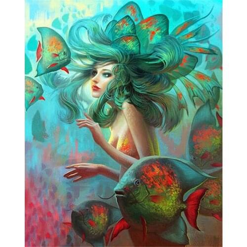 New 5D Diy Diamond Painting Beauty Fish Cross Stitch Diamond Mosaic Needlework Diamond Embroidery Home Decor Handcraft