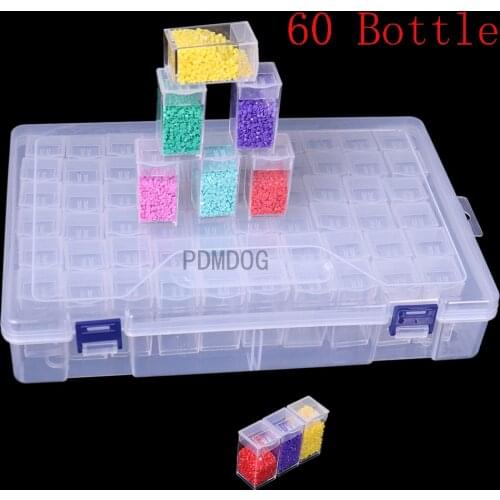NEW 60/56 Bottles diamond painting storage box, portable bead storage box 60pcs container diamond painting accessories