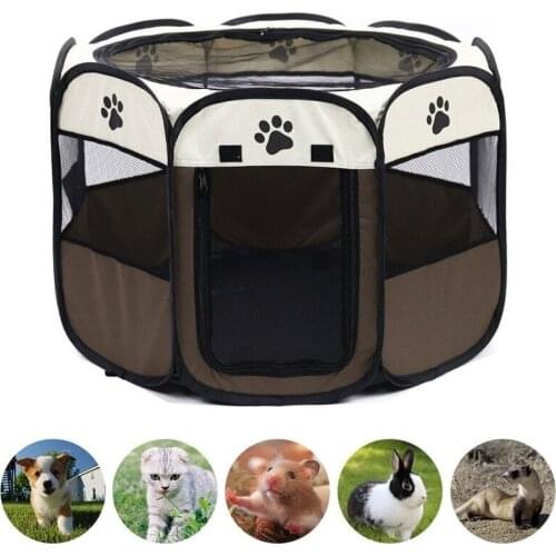 Portable Folding Pet Tent Dog House Octagonal Cage For Cat Tent Playpen Puppy Kennel Easy Operation Fence Outdoor Big Dogs House