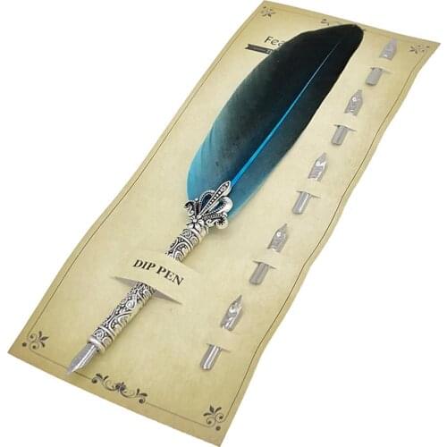 Retro Feather Dip Fountain Pen Vintage Feather Quill Dip Fountain Pen Smooth Writing Supplies Stationery Gift For Teacher Friend