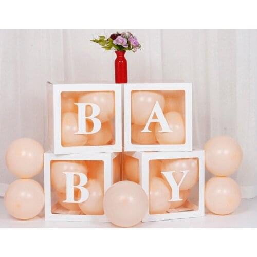 30cm Transparent Balloon Box A-Z Letter Ball Box First 1st Birthday Balloon Decors Happy Birthday Wedding Baby Shower Supplies