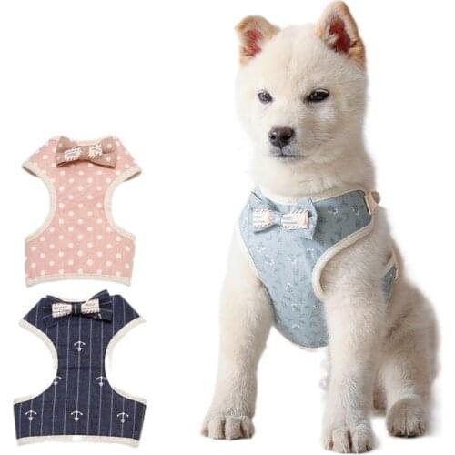 Adjustable Pet Harness For Small Large Dog Harness Vest With Lovely Bow Tie