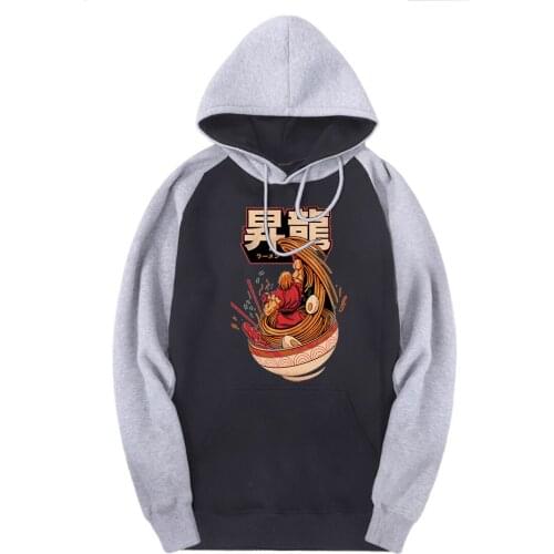 Long Sleeve Ramen Japan Raglan Hooded Sweatshirts Men Fleece Fashion Pullovers Autumn Hoodies Male Breathable Moletom Masculino