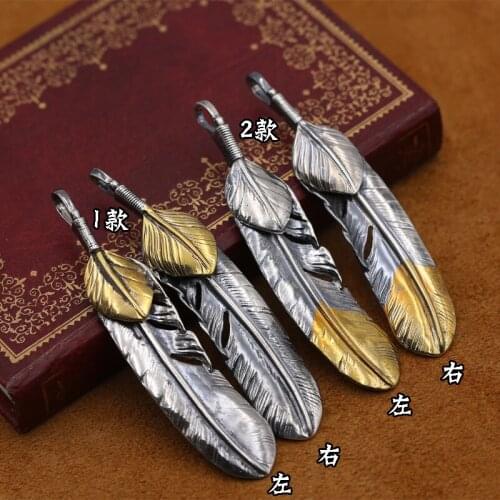 S925 Sterling Silver Jewelry Retro Thai Silver Sweater Takahashi Goro Handmade Feather Male And Female Pendants