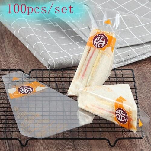 Sandwich Plastic Packaging Transparent Triangle Bags For Bread Sandwich Bags Birthday Party Decoration Treat Bags