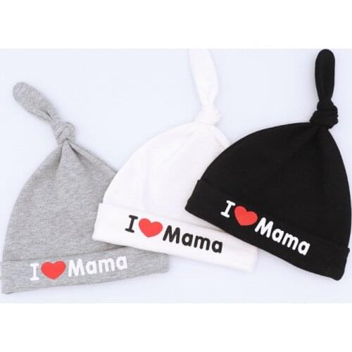 Baby Beanie Hats Newborn Hat Elastic Toddler Infant Cap For Girls Boys Children I Love Papa Mama Spring Autumn Cotton Hats