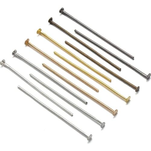 200pcs/lot 18-40mm Flat Head Pins Gold/Copper/Rhodium Headpins For Jewelry Findings Making DIY Earring Beads Charms Connector